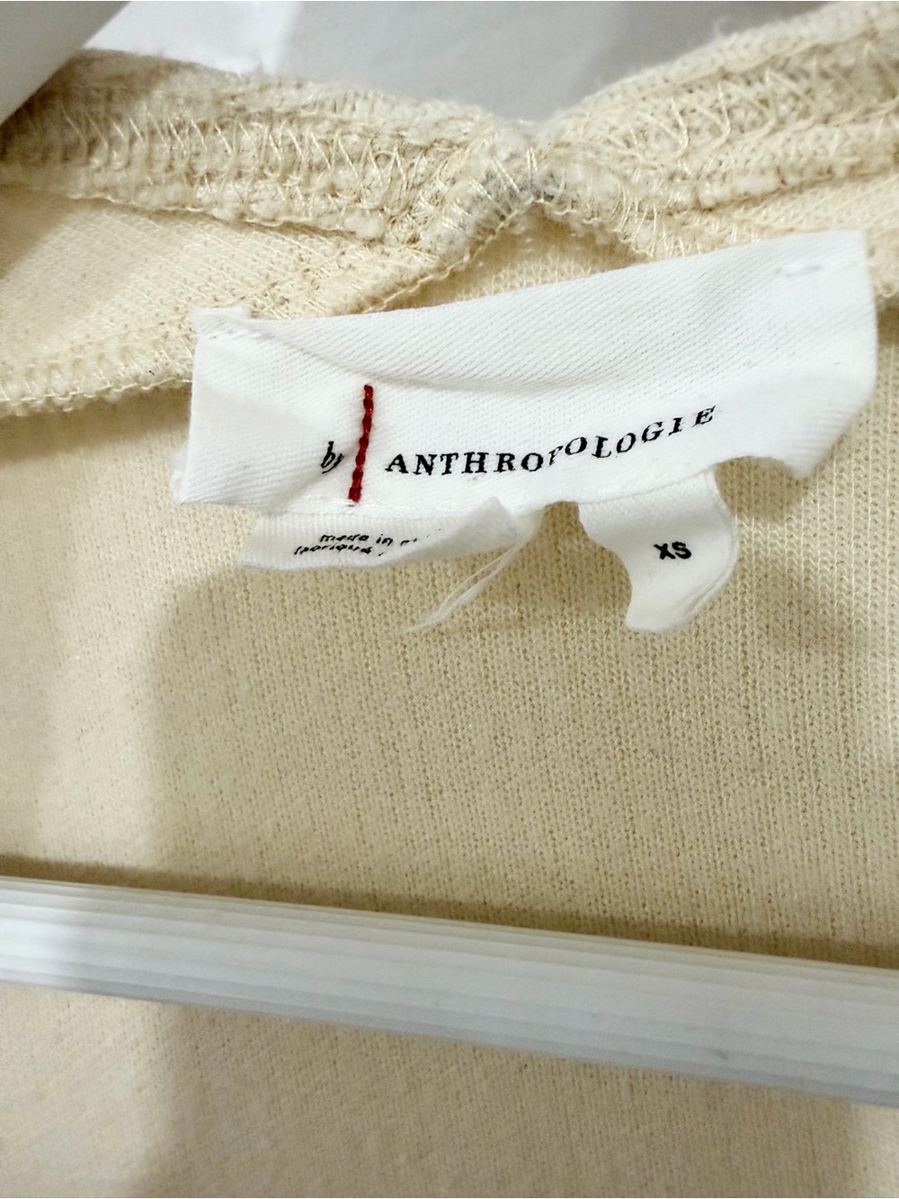 Anthropologie Cream Ribbed Long Sleeve Square Neck Top - Picture 3 of 7